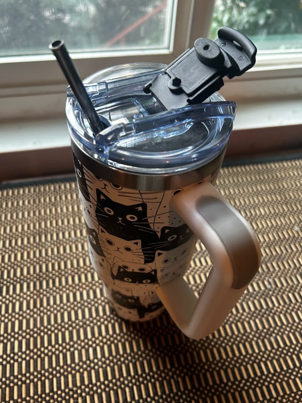 40oz Stainless Steel Cat Coffee Cup with Handle - Picture 4 of 4